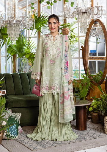Elaf Premium EEC-5B Matcha Chikankari With Chiffon 2025